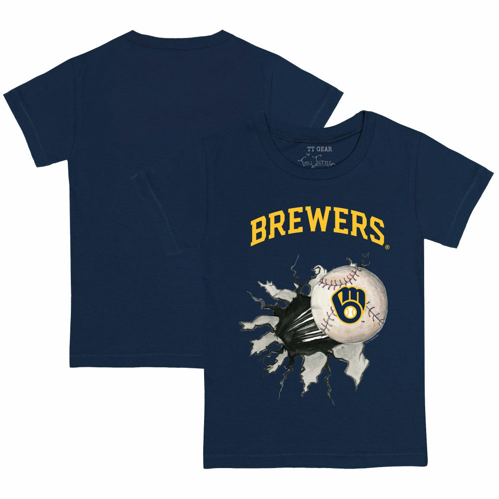 Milwaukee Brewers Tiny Turnip Youth Baseball Tear T-Shirt - Navy T-shirts