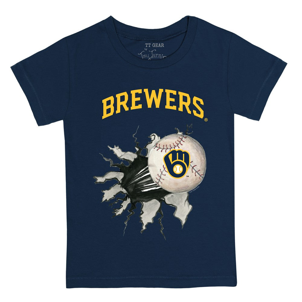 Milwaukee Brewers Tiny Turnip Youth Baseball Tear T-Shirt - Navy T-shirts