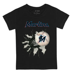 Miami Marlins Tiny Turnip Youth Baseball Tear T-Shirt - Black T-shirts