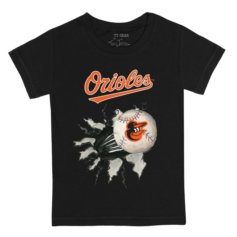 Baltimore Orioles Tiny Turnip Youth Baseball Tear T-Shirt - Black T-shirts