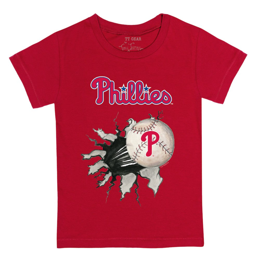 Philadelphia Phillies Tiny Turnip Youth Baseball Tear T-Shirt - Red T-shirts