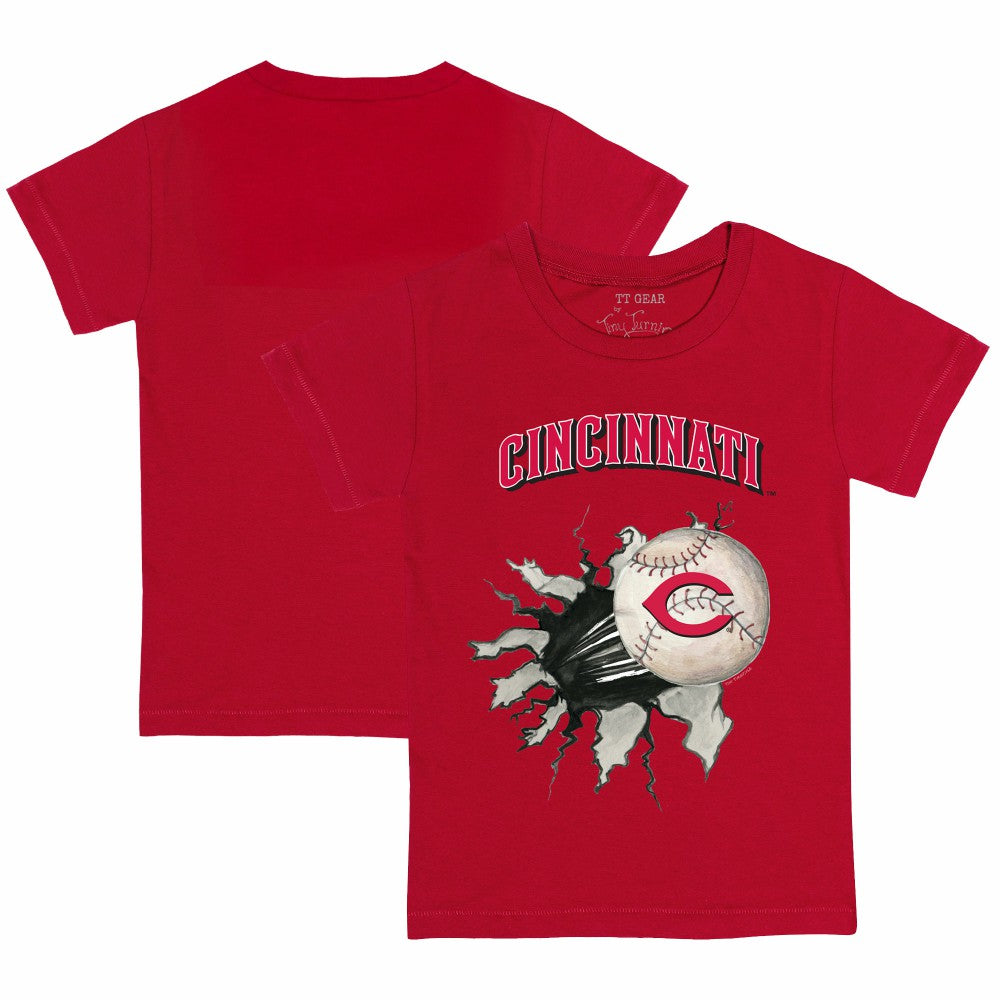 Cincinnati Reds Tiny Turnip Youth Baseball Tear T-Shirt - Red T-shirts