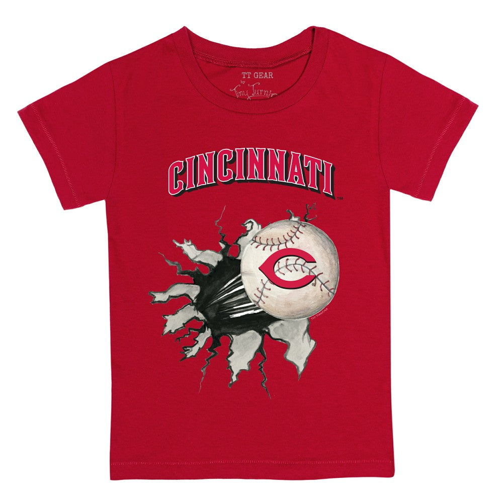 Cincinnati Reds Tiny Turnip Youth Baseball Tear T-Shirt - Red T-shirts