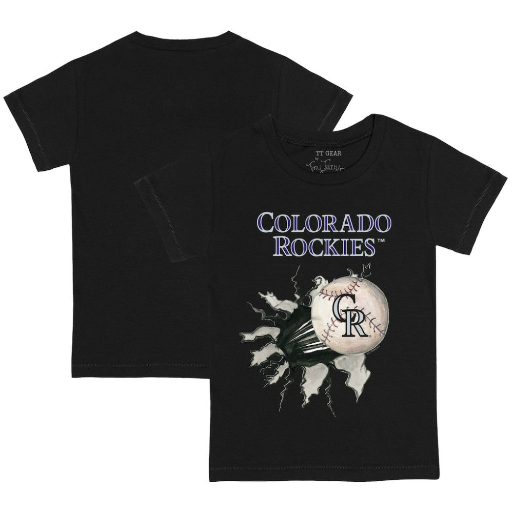 Colorado Rockies Tiny Turnip Youth Baseball Tear T-Shirt - Black T-shirts