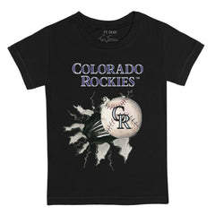 Colorado Rockies Tiny Turnip Youth Baseball Tear T-Shirt - Black T-shirts