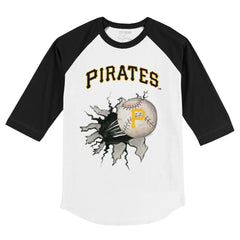 Pittsburgh Pirates Tiny Turnip Youth Baseball Tear 3/4-Sleeve Raglan T-Shirt - White/Black T-shirts