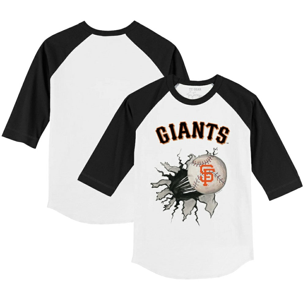 San Francisco Giants Tiny Turnip Youth Baseball Tear 3/4-Sleeve Raglan T-Shirt - White/Black T-shirts