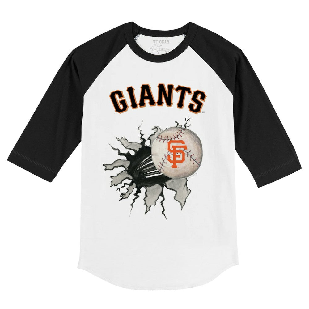 San Francisco Giants Tiny Turnip Youth Baseball Tear 3/4-Sleeve Raglan T-Shirt - White/Black T-shirts