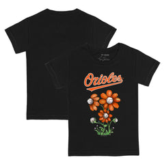 Baltimore Orioles Tiny Turnip Youth Blooming Baseballs T-Shirt - Black T-shirts