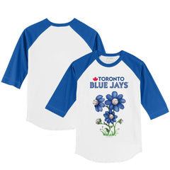 Toronto Blue Jays Tiny Turnip Youth Blooming Baseballs 3/4-Sleeve Raglan T-Shirt - White/Royal T-shirts