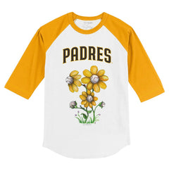 San Diego Padres Tiny Turnip Youth Blooming Baseballs 3/4-Sleeve Raglan T-Shirt - White/Gold T-shirts