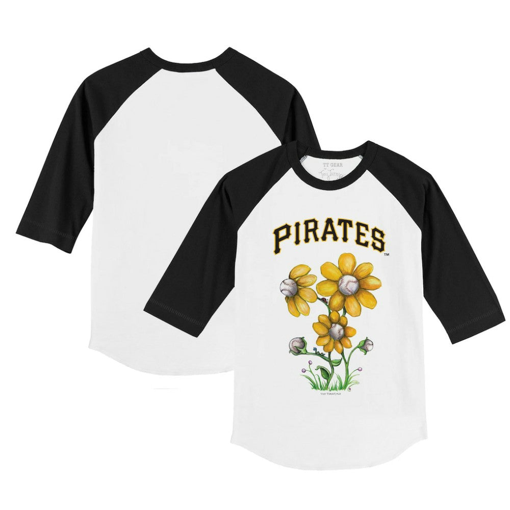 Pittsburgh Pirates Tiny Turnip Youth Blooming Baseballs 3/4-Sleeve Raglan T-Shirt - White/Black T-shirts