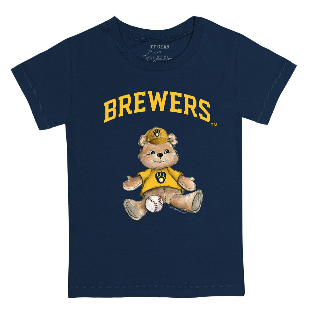 Milwaukee Brewers Tiny Turnip Youth Teddy Boy T-Shirt - Navy T-shirts