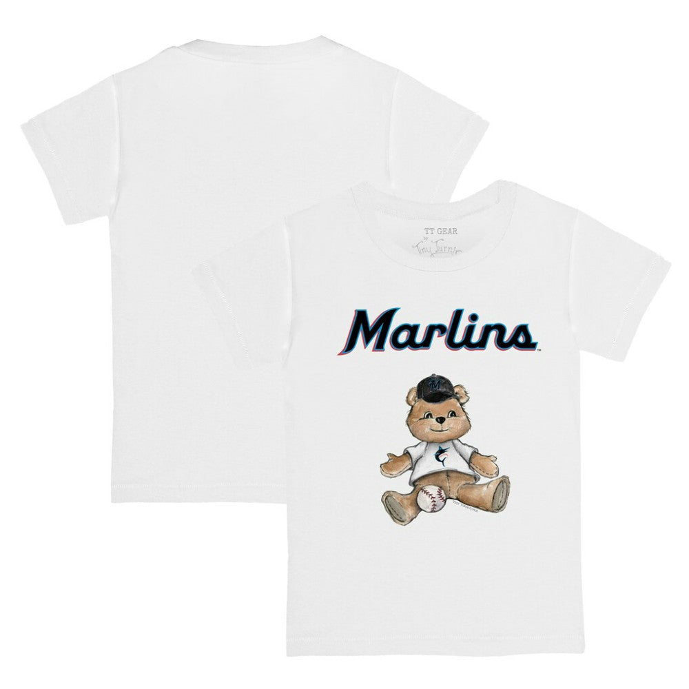 Miami Marlins Tiny Turnip Youth Teddy Boy T-Shirt - White T-shirts