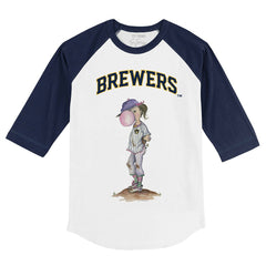 Milwaukee Brewers Tiny Turnip Youth Bubbles 3/4-Sleeve Raglan T-Shirt - White/Navy T-shirts