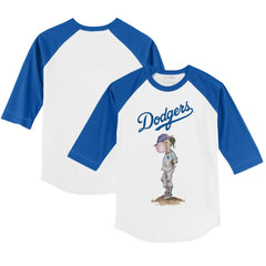 Los Angeles Dodgers Tiny Turnip Youth Bubbles 3/4-Sleeve Raglan T-Shirt - White/Royal T-shirts
