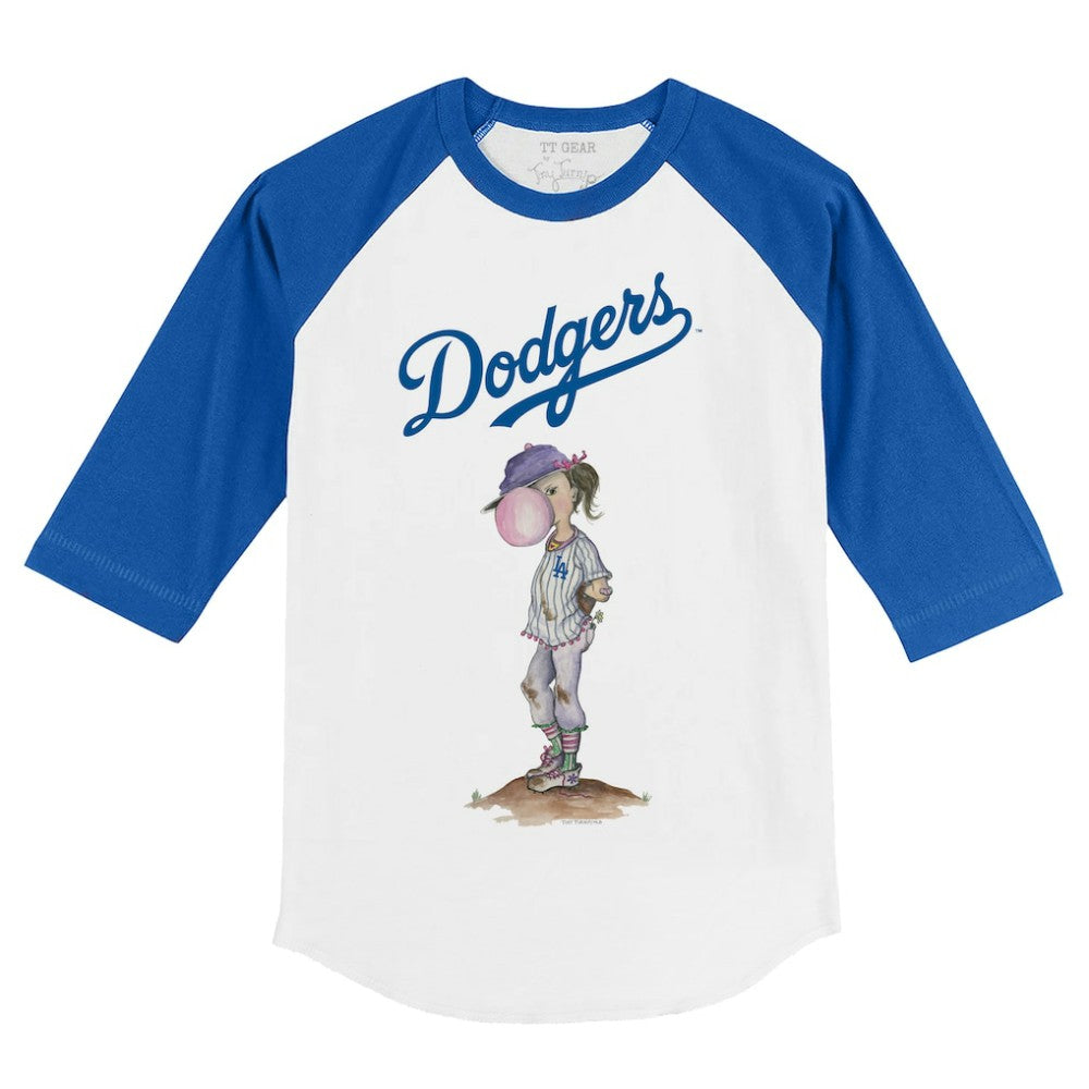 Los Angeles Dodgers Tiny Turnip Youth Bubbles 3/4-Sleeve Raglan T-Shirt - White/Royal T-shirts