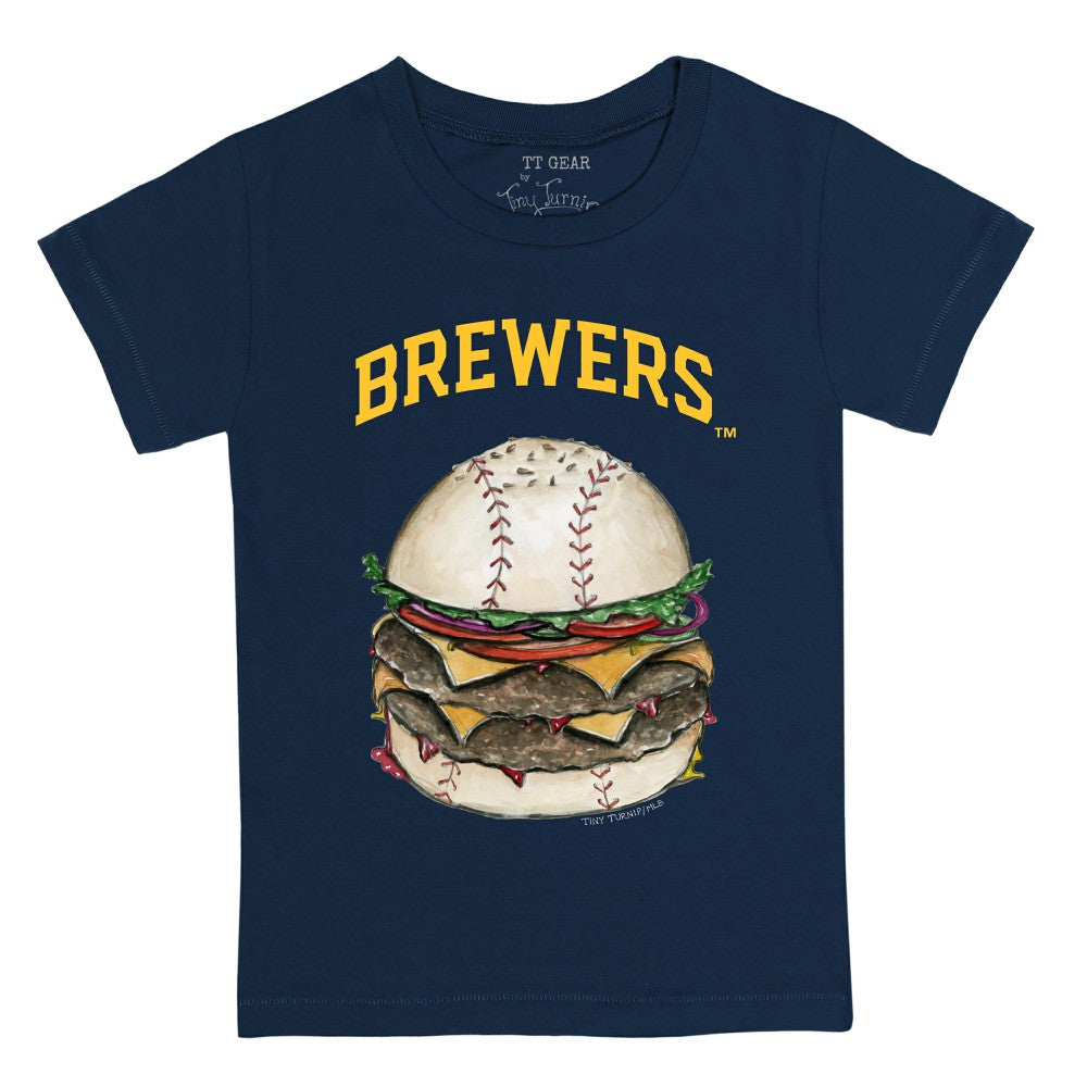 Milwaukee Brewers Tiny Turnip Youth Burger T-Shirt - Navy T-shirts
