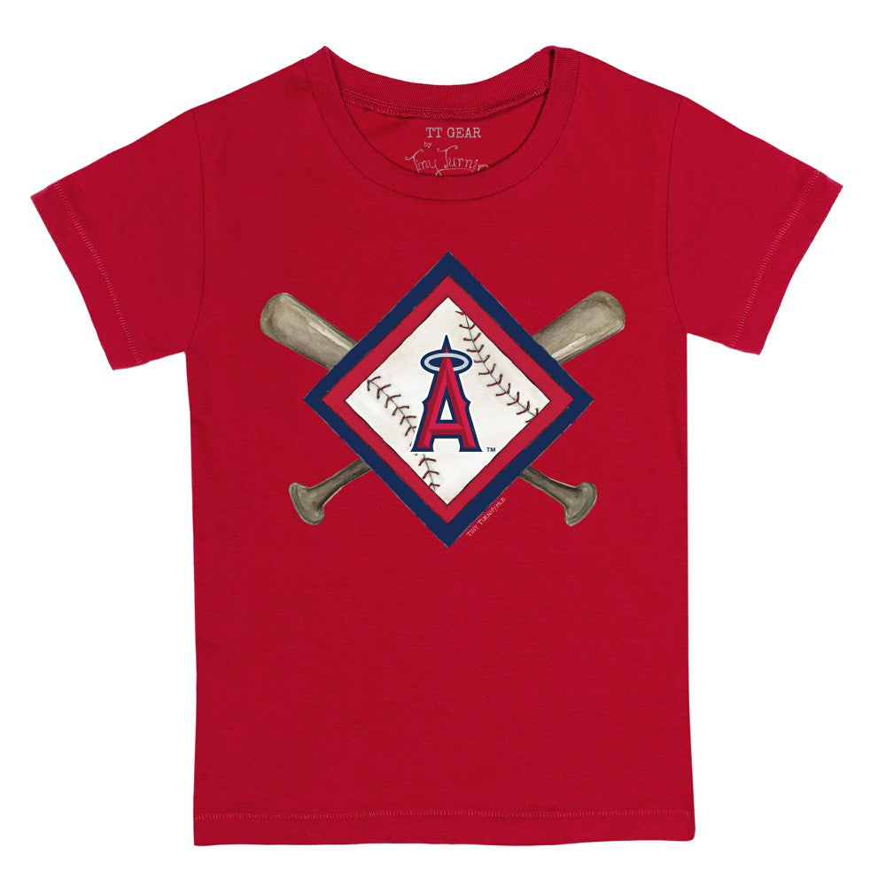 Los Angeles Angels Tiny Turnip Youth Diamond Cross Bats T-Shirt - Red T-shirts