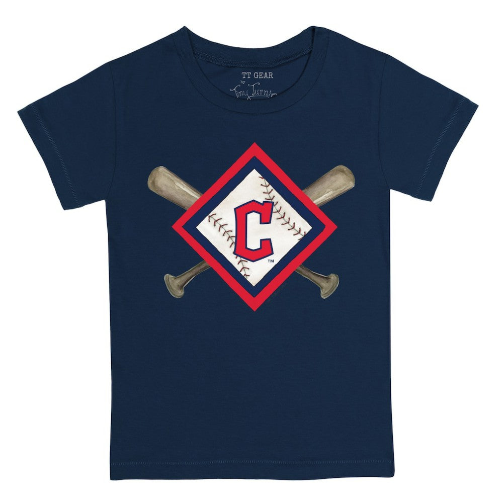 Cleveland Guardians Tiny Turnip Youth Diamond Cross Bats T-Shirt - Navy T-shirts