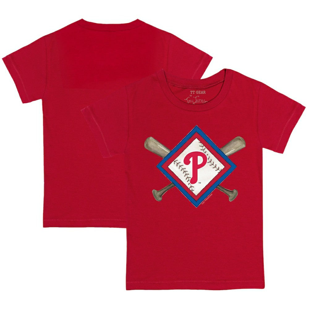 Philadelphia Phillies Tiny Turnip Youth Diamond Cross Bats T-Shirt - Red T-shirts