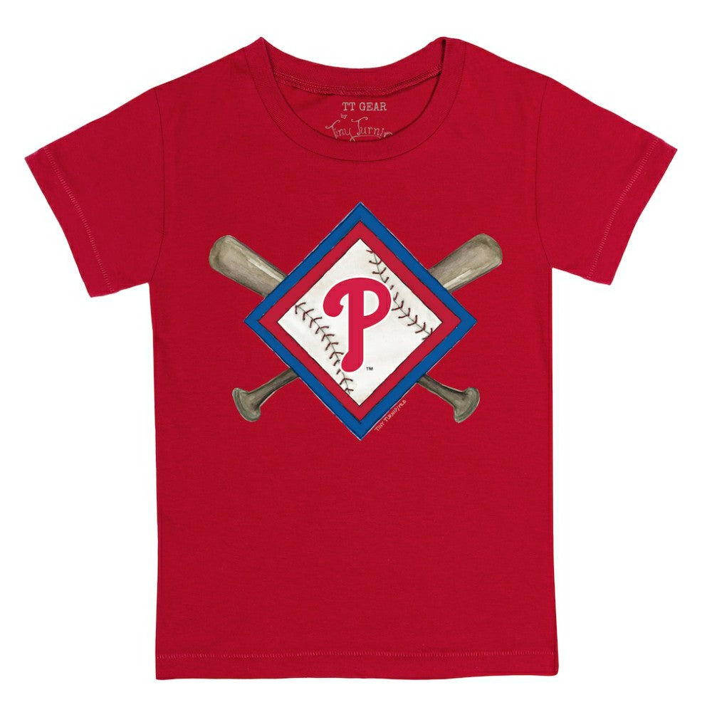 Philadelphia Phillies Tiny Turnip Youth Diamond Cross Bats T-Shirt - Red T-shirts