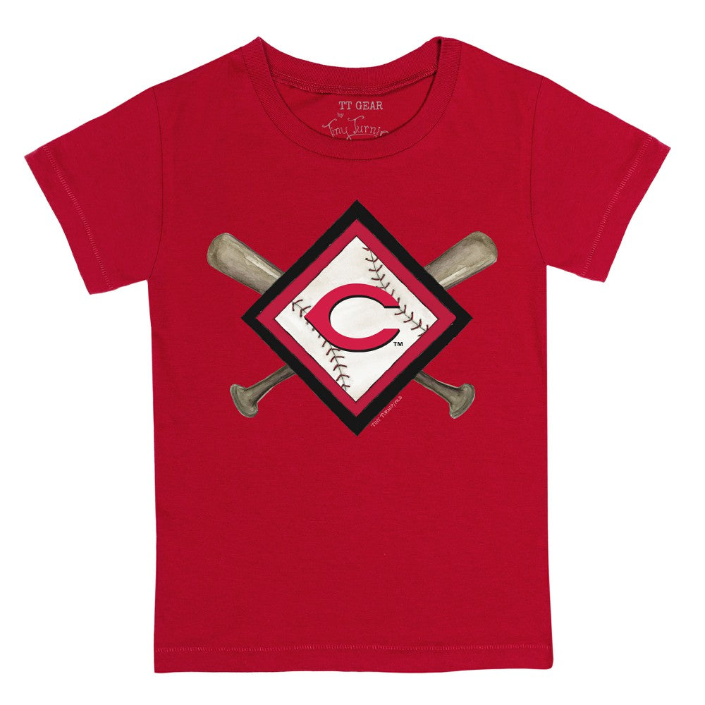 Cincinnati Reds Tiny Turnip Youth Diamond Cross Bats T-Shirt - Red T-shirts