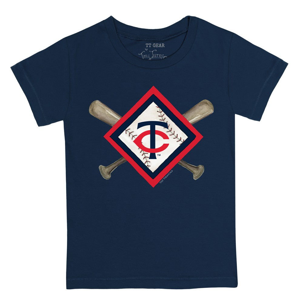 Minnesota Twins Tiny Turnip Youth Diamond Cross Bats T-Shirt - Navy T-shirts