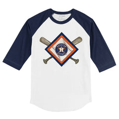 Houston Astros Tiny Turnip Youth Diamond Cross Bats 3/4-Sleeve Raglan T-Shirt - White/Navy T-shirts