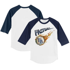 Tampa Bay Rays Tiny Turnip Youth Fastball 3/4-Sleeve Raglan T-Shirt - White/Navy T-shirts
