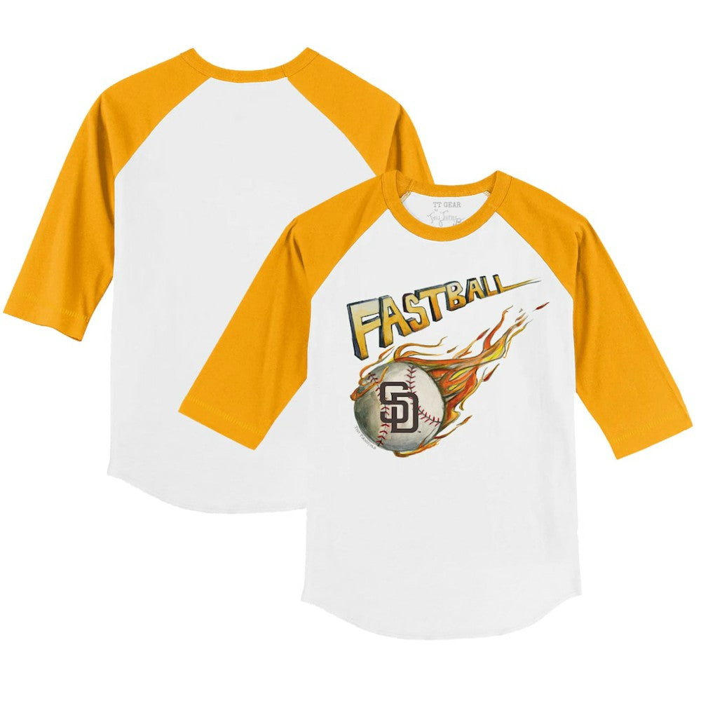 San Diego Padres Tiny Turnip Youth Fastball 3/4-Sleeve Raglan T-Shirt - White/Gold T-shirts