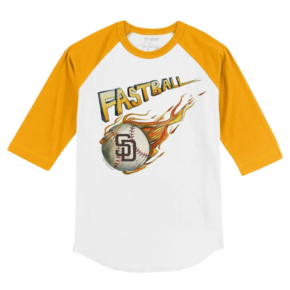 San Diego Padres Tiny Turnip Youth Fastball 3/4-Sleeve Raglan T-Shirt - White/Gold T-shirts