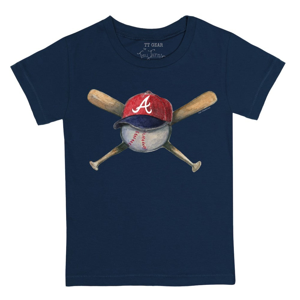 Atlanta Braves Tiny Turnip Youth Hat Crossbats T-Shirt - Navy Hats
