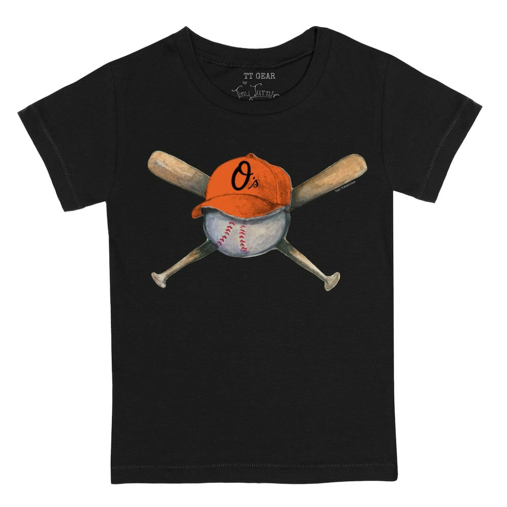 Baltimore Orioles Tiny Turnip Youth Hat Crossbats T-Shirt - Black Hats
