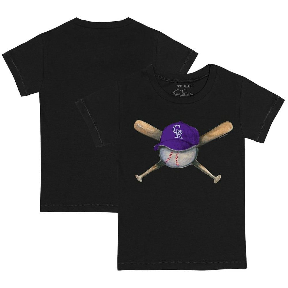 Colorado Rockies Tiny Turnip Youth Hat Crossbats T-Shirt - Black Hats
