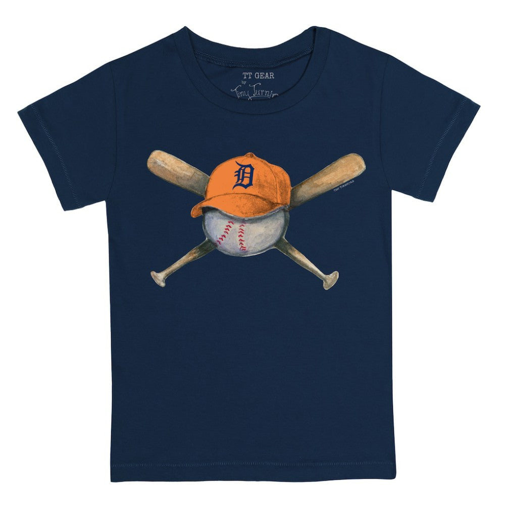 Detroit Tigers Tiny Turnip Youth Hat Crossbats T-Shirt - Navy Hats