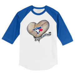 Toronto Blue Jays Tiny Turnip Youth Heart Banner 3/4-Sleeve Raglan T-Shirt - White/Royal T-shirts