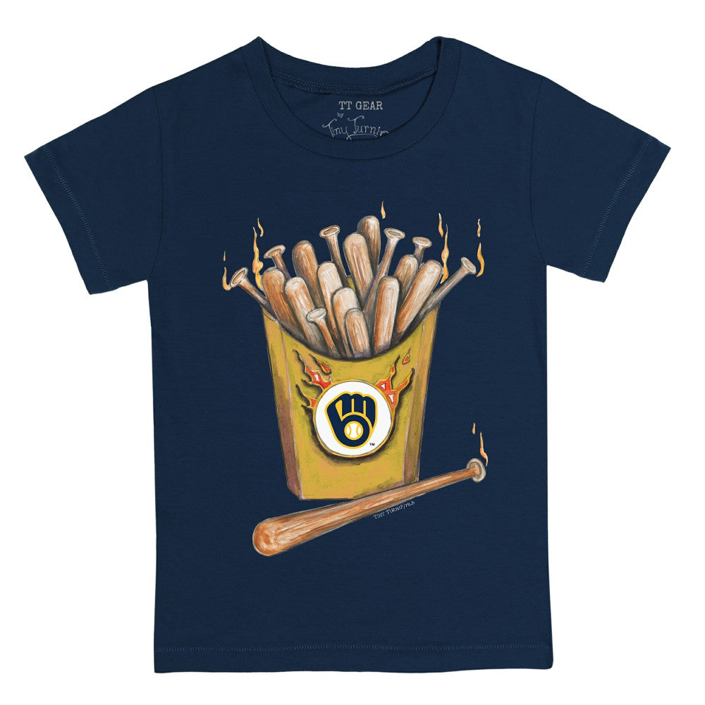 Milwaukee Brewers Tiny Turnip Youth Hot Bats T-Shirt - Navy T-shirts