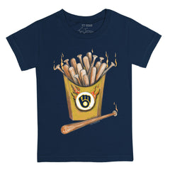 Milwaukee Brewers Tiny Turnip Youth Hot Bats T-Shirt - Navy T-shirts
