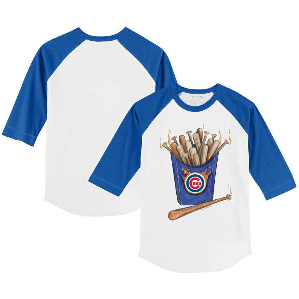 Chicago Cubs Tiny Turnip Youth Hot Bats 3/4-Sleeve Raglan T-Shirt - White/Royal T-shirts