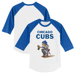 Chicago Cubs Tiny Turnip Youth Kate 3/4-Sleeve Raglan T-Shirt - White/Royal T-shirts