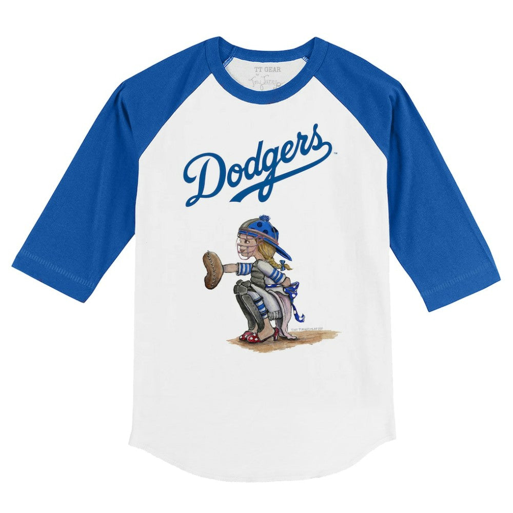 Los Angeles Dodgers Tiny Turnip Youth Kate 3/4-Sleeve Raglan T-Shirt - White/Royal T-shirts