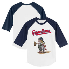 Cleveland Guardians Tiny Turnip Youth Kate 3/4-Sleeve Raglan T-Shirt - White/Navy T-shirts