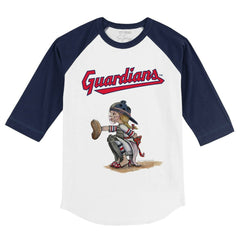 Cleveland Guardians Tiny Turnip Youth Kate 3/4-Sleeve Raglan T-Shirt - White/Navy T-shirts