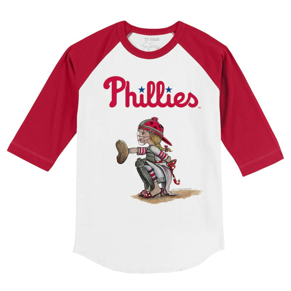 Philadelphia Phillies Tiny Turnip Youth Kate 3/4-Sleeve Raglan T-Shirt - White/Red T-shirts