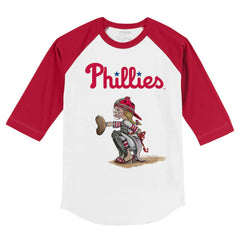 Philadelphia Phillies Tiny Turnip Youth Kate 3/4-Sleeve Raglan T-Shirt - White/Red T-shirts