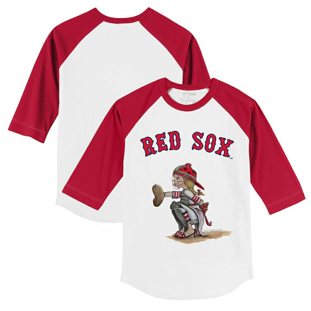Boston Red Sox Tiny Turnip Youth Kate 3/4-Sleeve Raglan T-Shirt - White/Red T-shirts