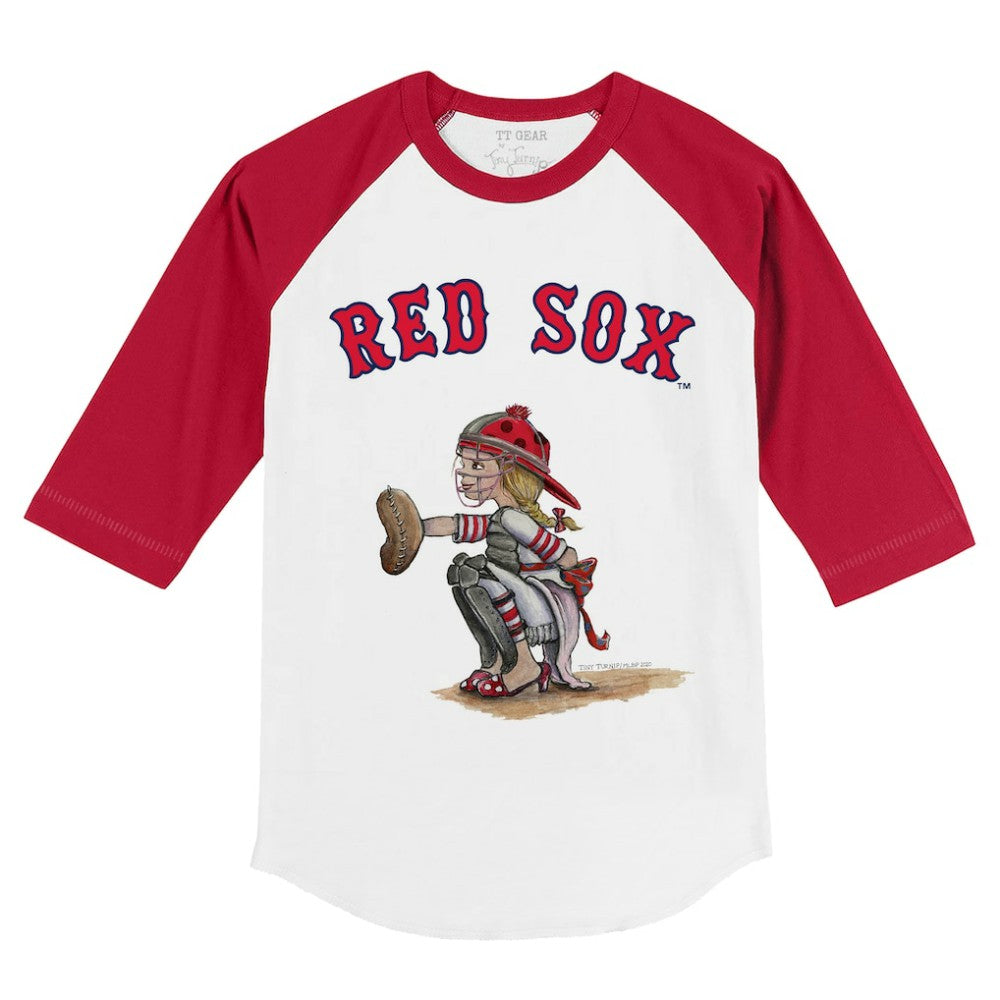 Boston Red Sox Tiny Turnip Youth Kate 3/4-Sleeve Raglan T-Shirt - White/Red T-shirts