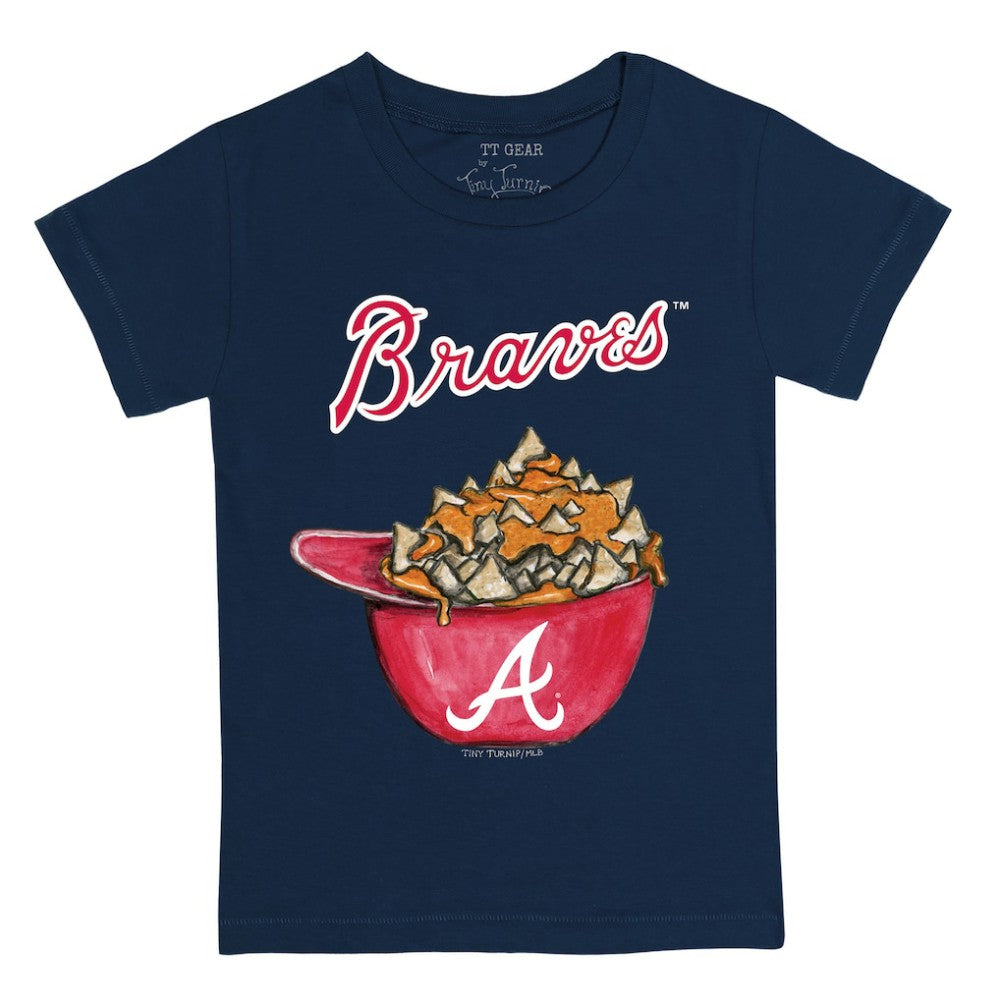 Atlanta Braves Tiny Turnip Youth Nacho Helmet T-Shirt - Navy T-shirts