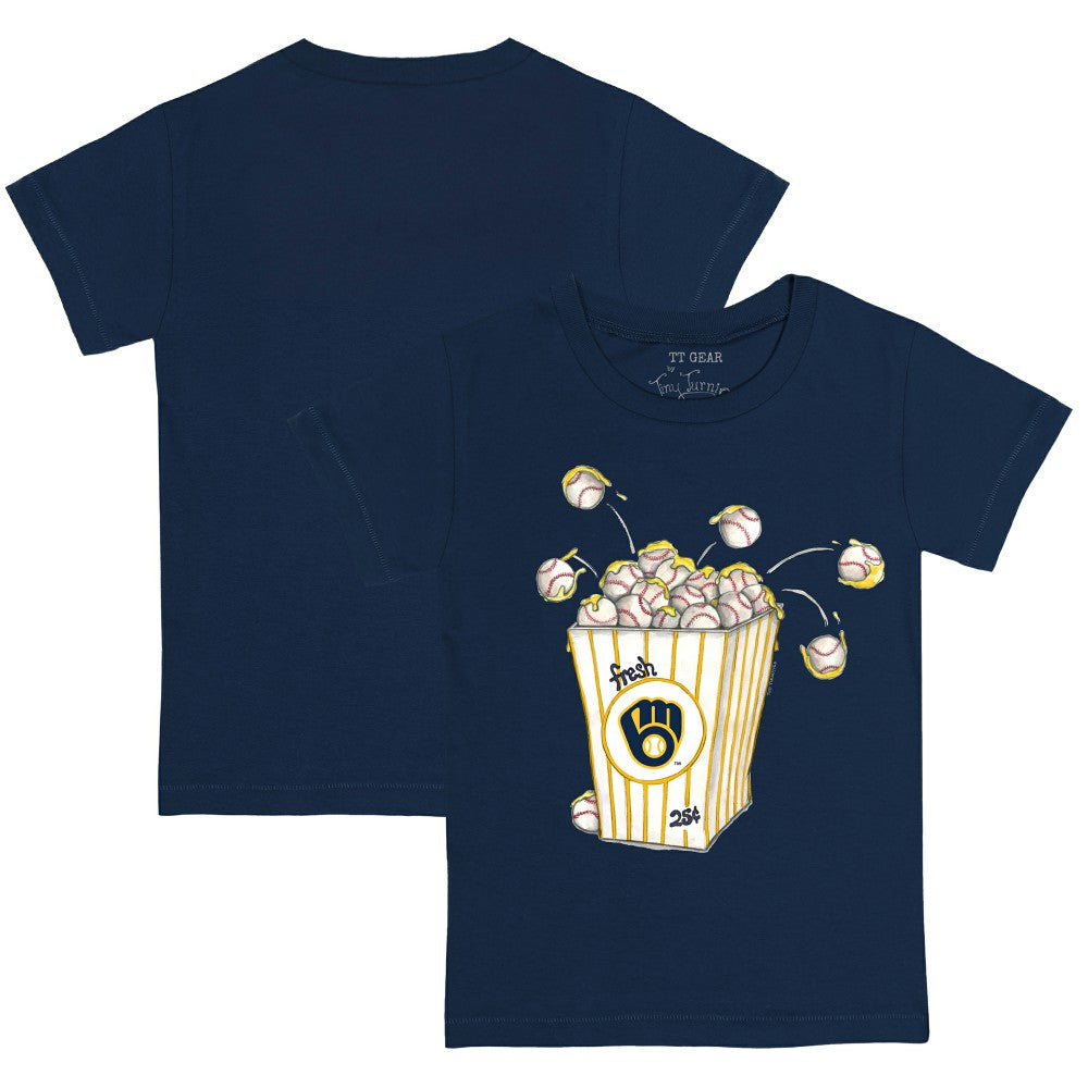 Milwaukee Brewers Tiny Turnip Youth Popcorn T-Shirt - Navy T-shirts